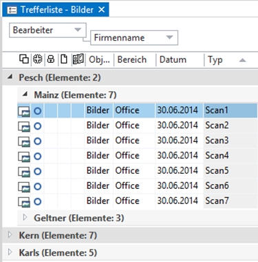 Trefferlisten gruppieren